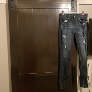 Dark wash jean leggings from express